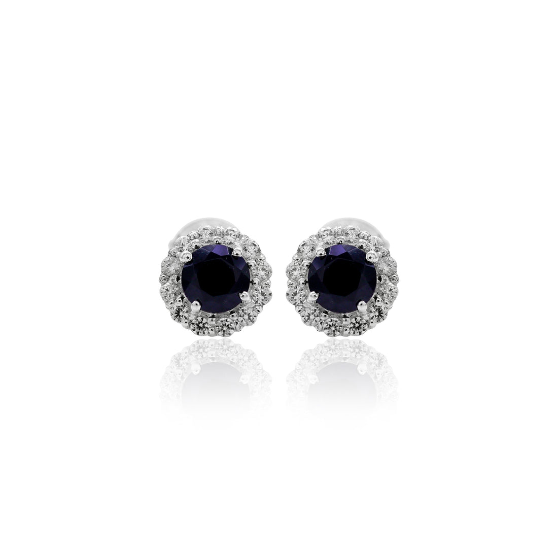 Black Spinel Round Stud Earrings