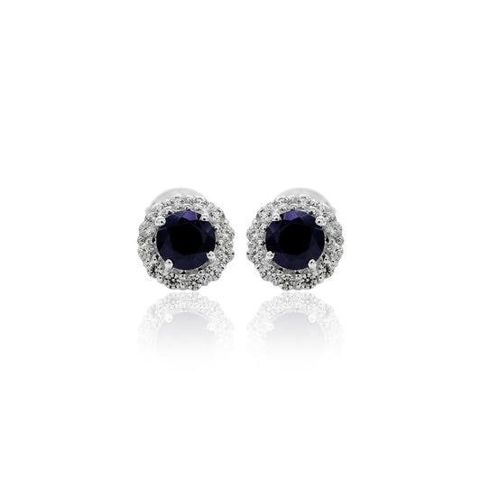 Black Spinel Round Stud Earrings