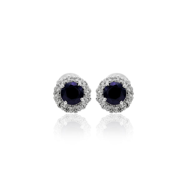 Black Spinel Round Stud Earrings