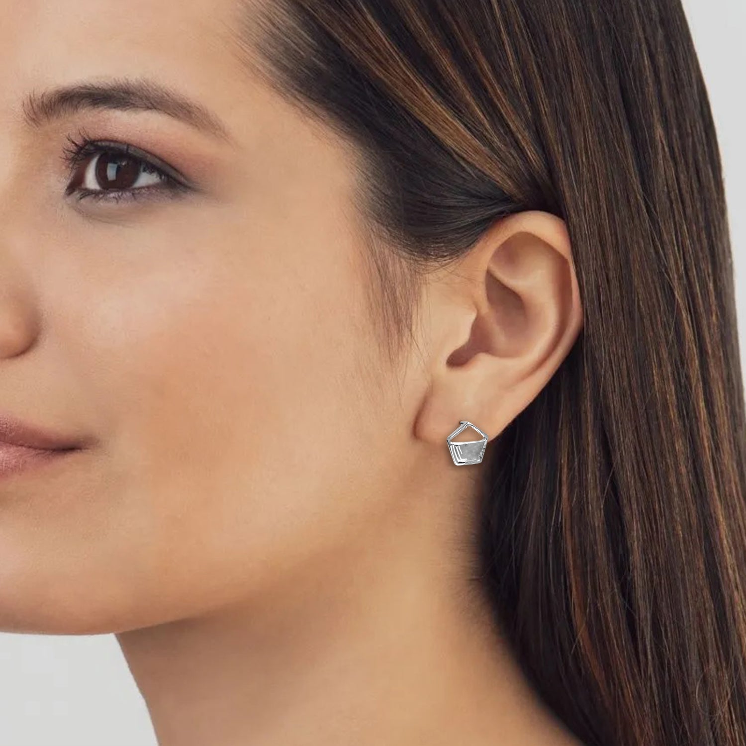Geometric Silver Studs Earrings
