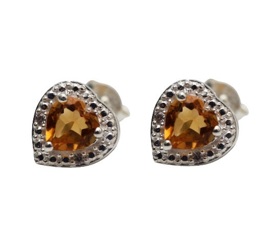 Citrine Heart Stud Earring