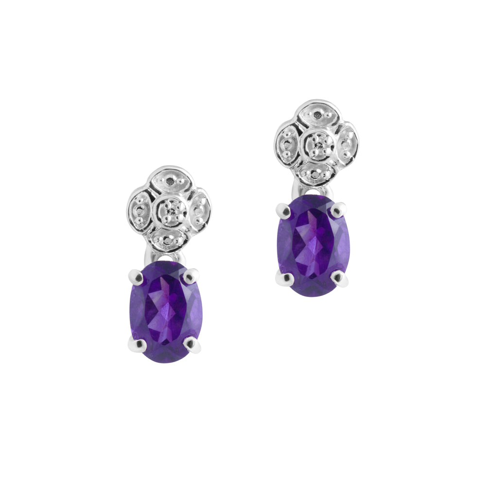 Clustered Amethyst Drop Earrings
