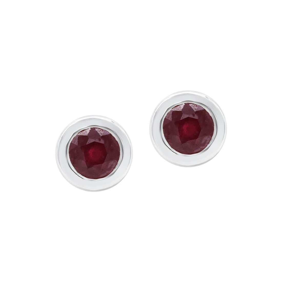 Garnet Round Stud Earrings