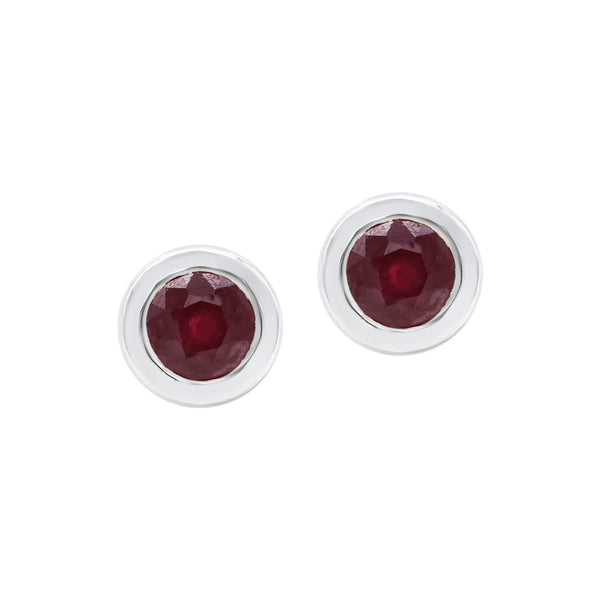 Garnet Round Stud Earrings