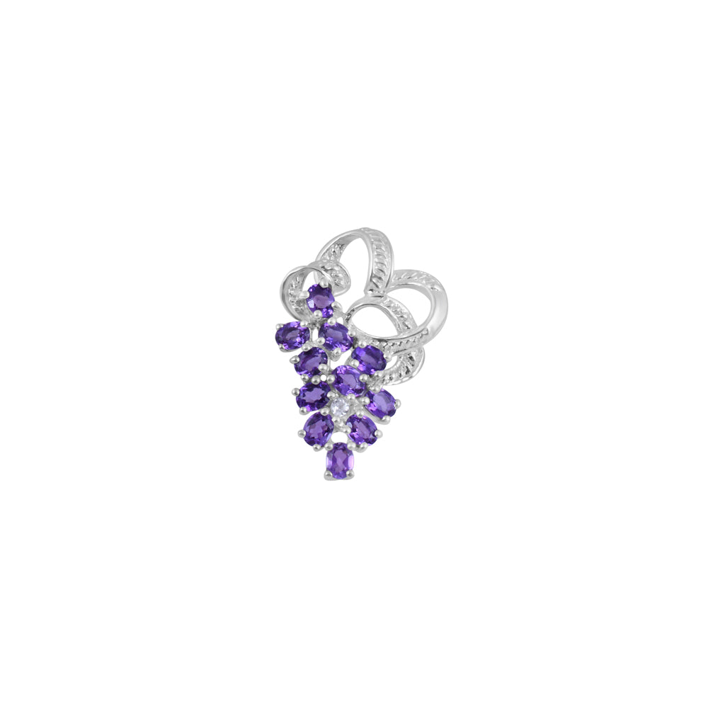 Amethyst Silver Pendant With Chain
