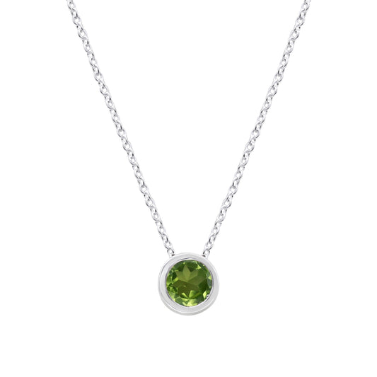 Natural Peridot Round Pendant With Chain