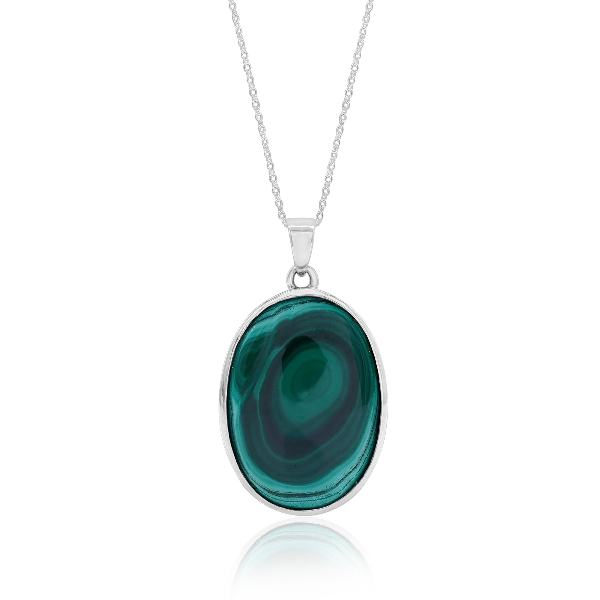 Malachite Oval Pendant Necklace for Women