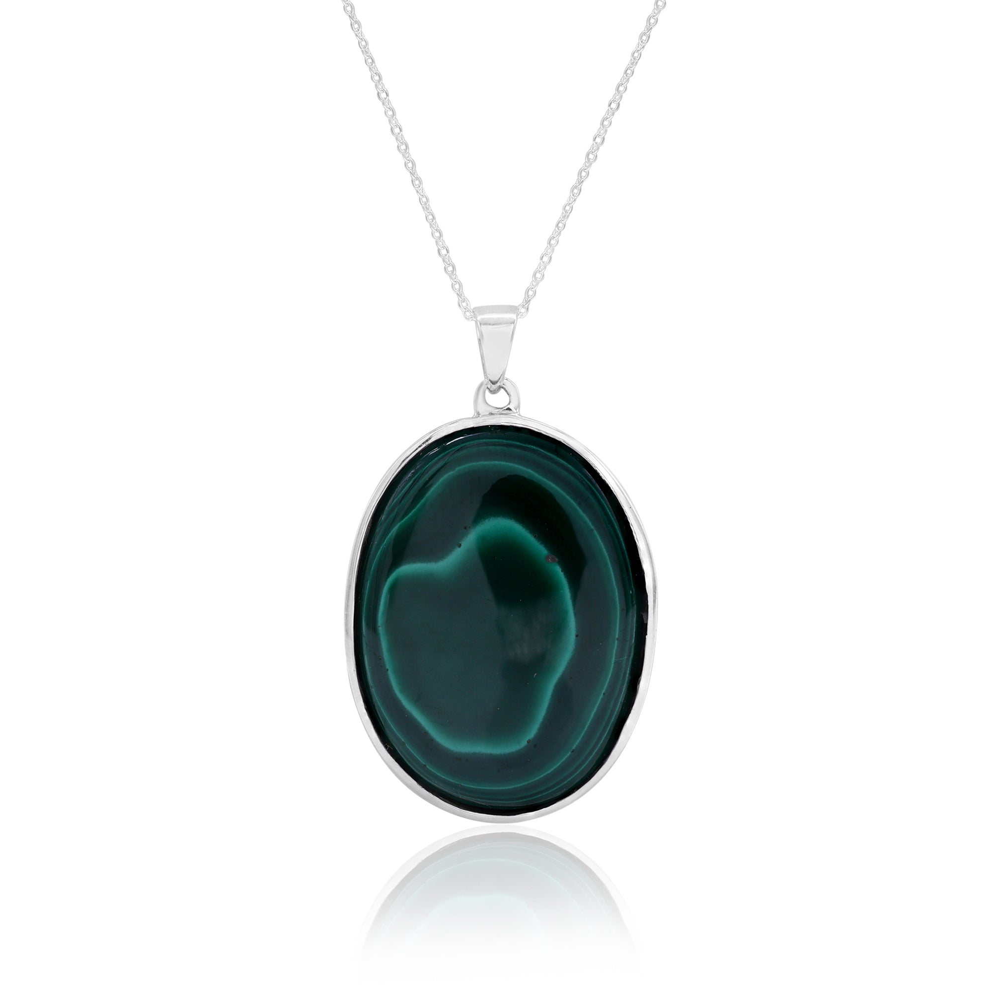 Malachite Oval Pendant With Chain