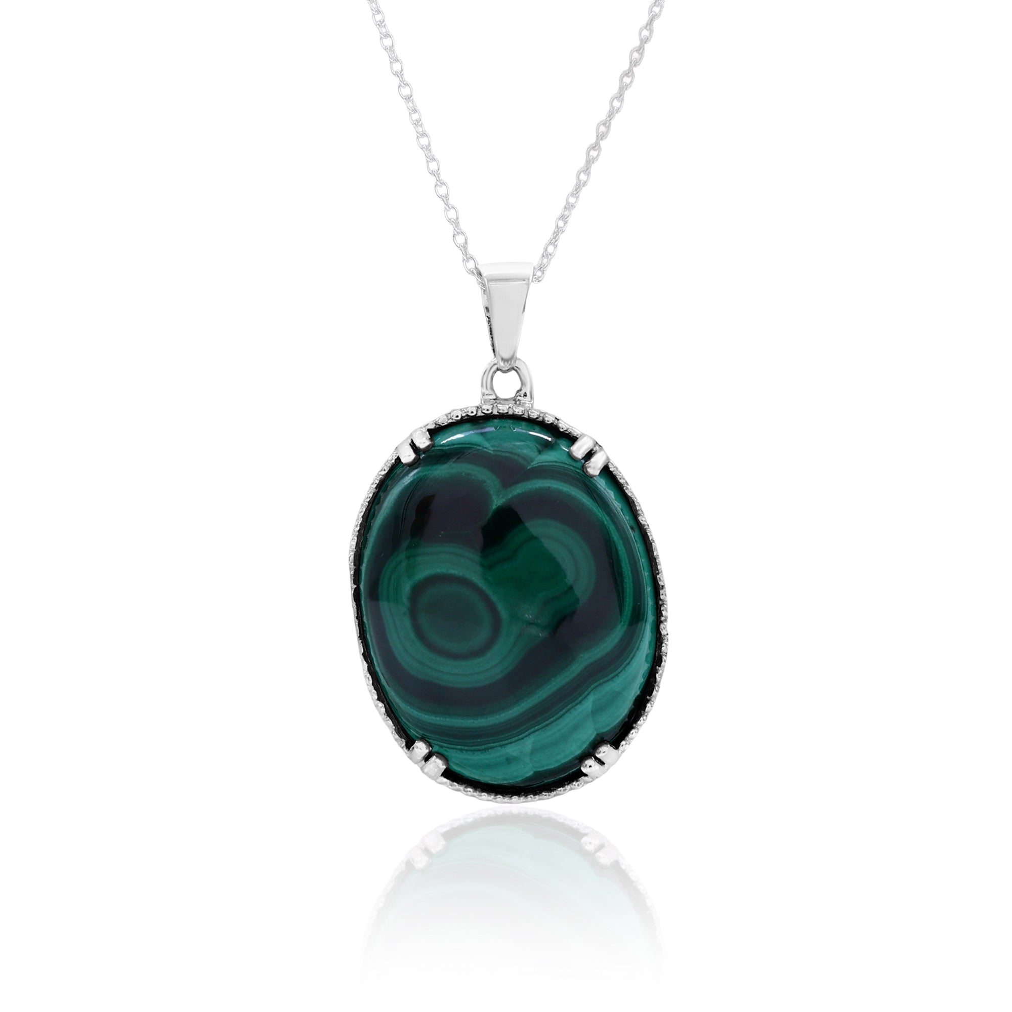 Malachite Cabochon Pendant For Women and Girls