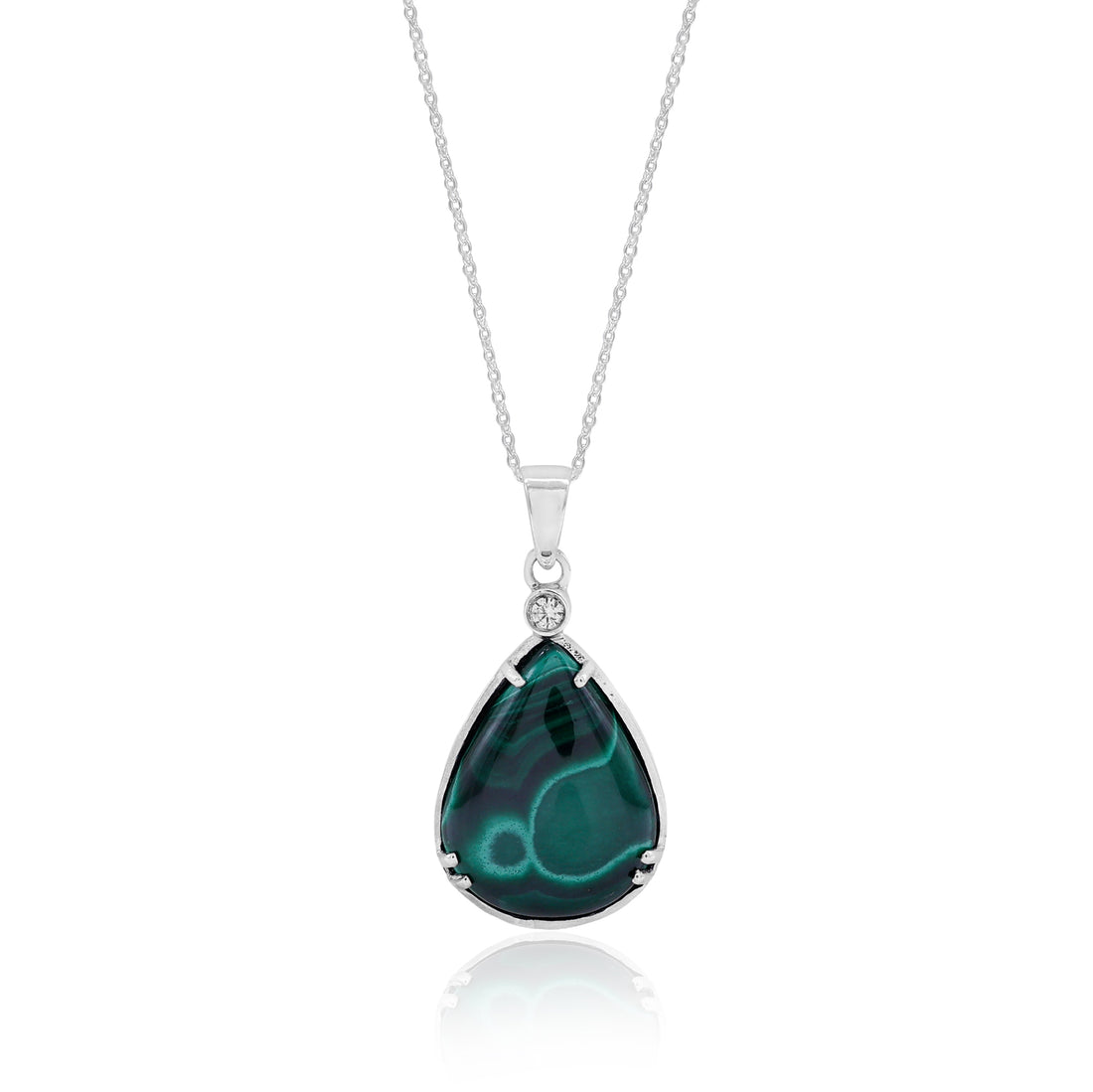 Natural Green Malachite Pear Shape Pendant