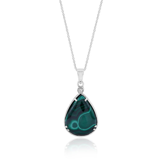 Natural Green Malachite Pear Shape Pendant