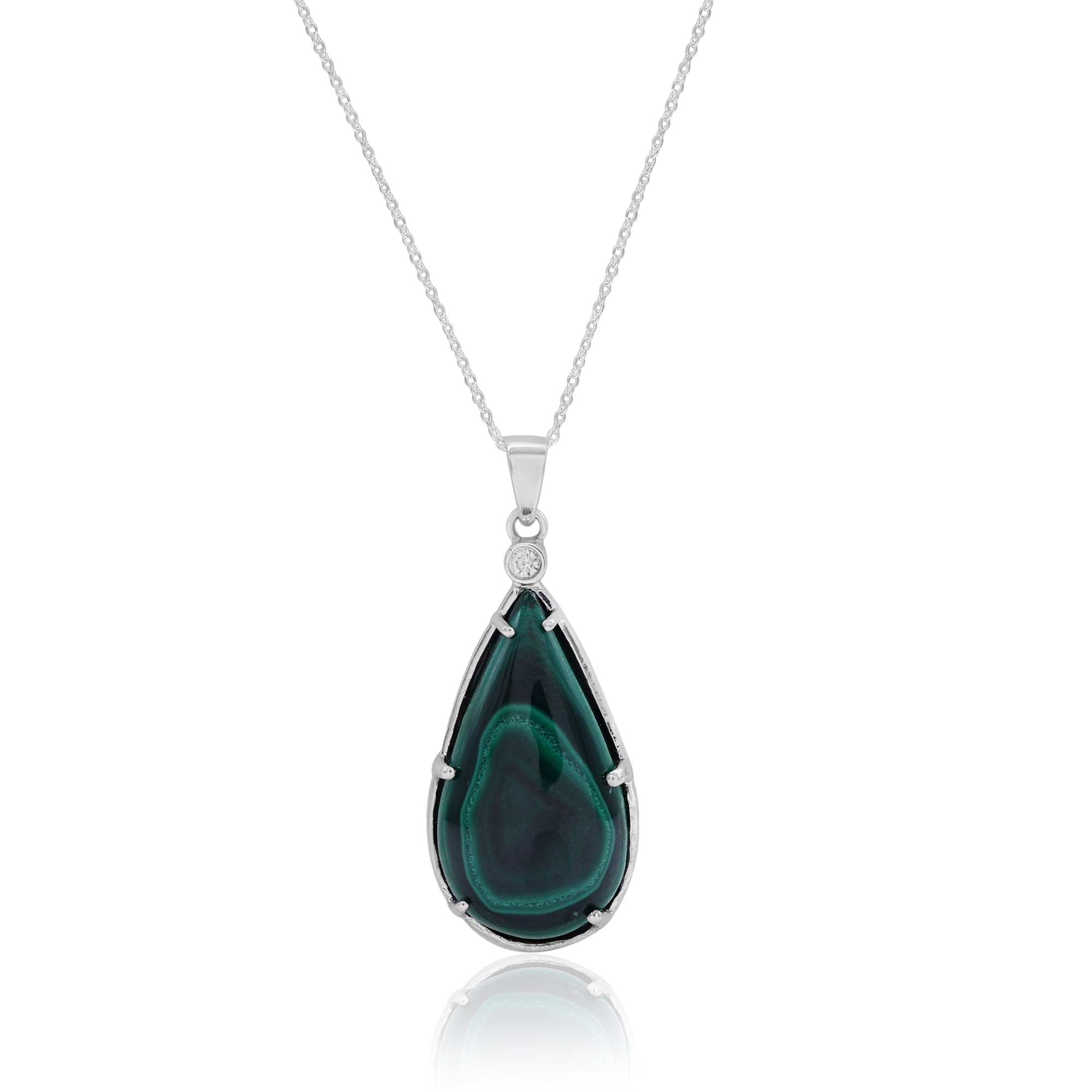 Natural Green Malachite Pear Shape Pendant for Women