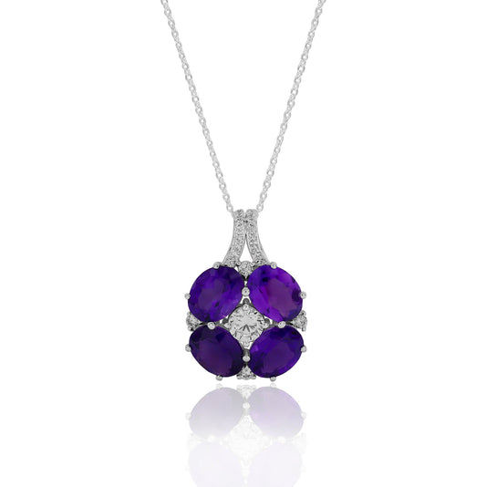 Natural Amethyst Pendant With Chain
