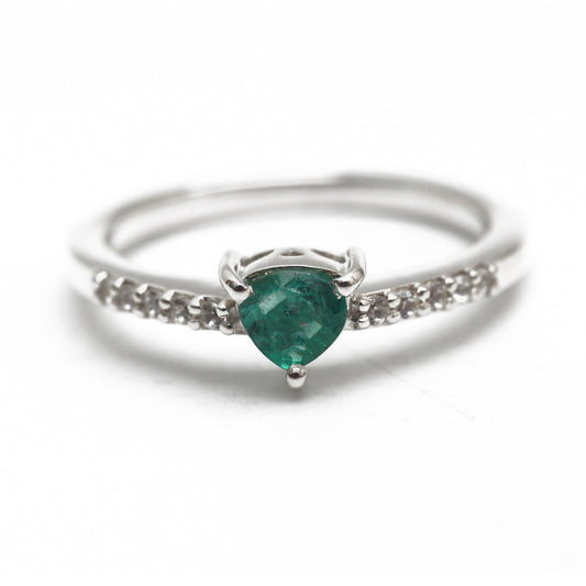 Natural Zambian Emerald Silver Ring