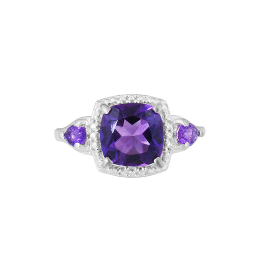 Cushion Amethyst Silver Ring