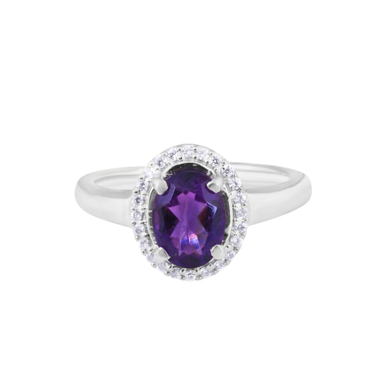 Purple Glow Natural Amethyst Oval Ring