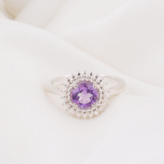 Majestic Bloom: Amethyst Cocktail Ring