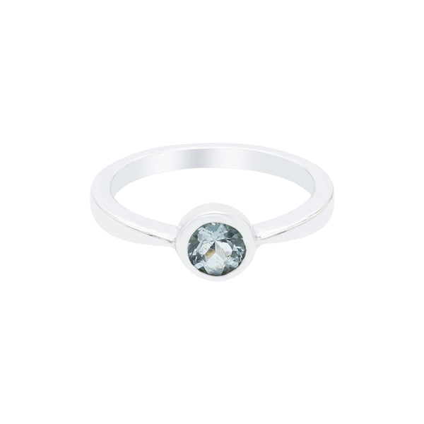 Natural Aquamarine Round Ring