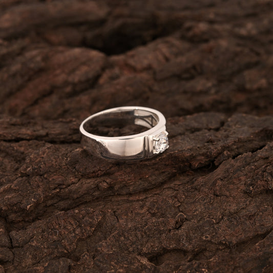 925 Sterling Silver Solitaire Men's Ring