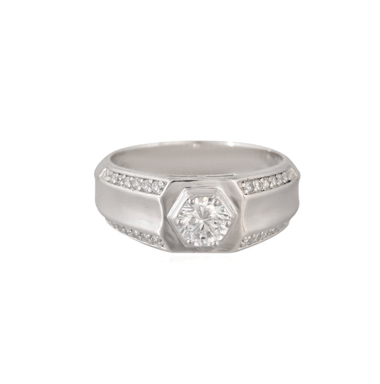 Hexagon Solitaire Ring Men's