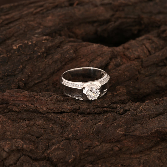 Hexagon Solitaire Ring Men's