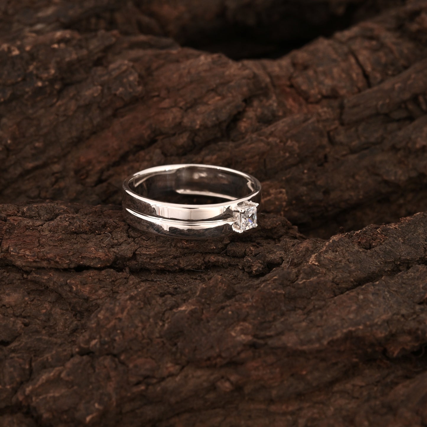 Princess Cut Solitaire Men's Ring
