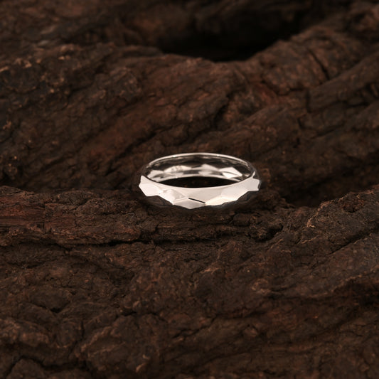 Hammered Texture Dome Band Ring For Men's
