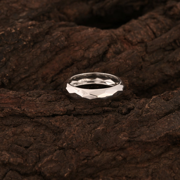 Hammered Texture Dome Band Ring For Men's