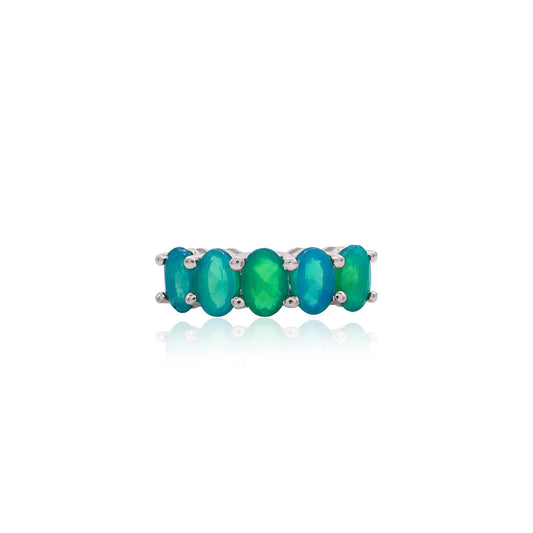 Green Fire Opal Five Stone Ring