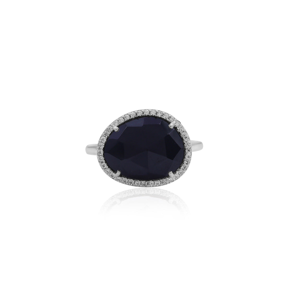 925 Sterling Silver Natural Black Spinel Ring