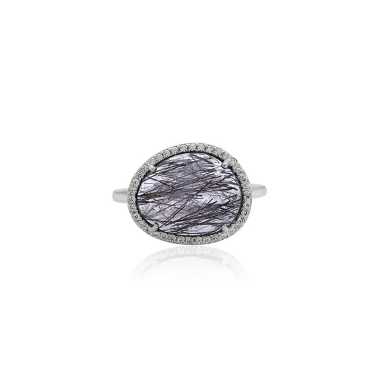 Black Rutile Statement Ring