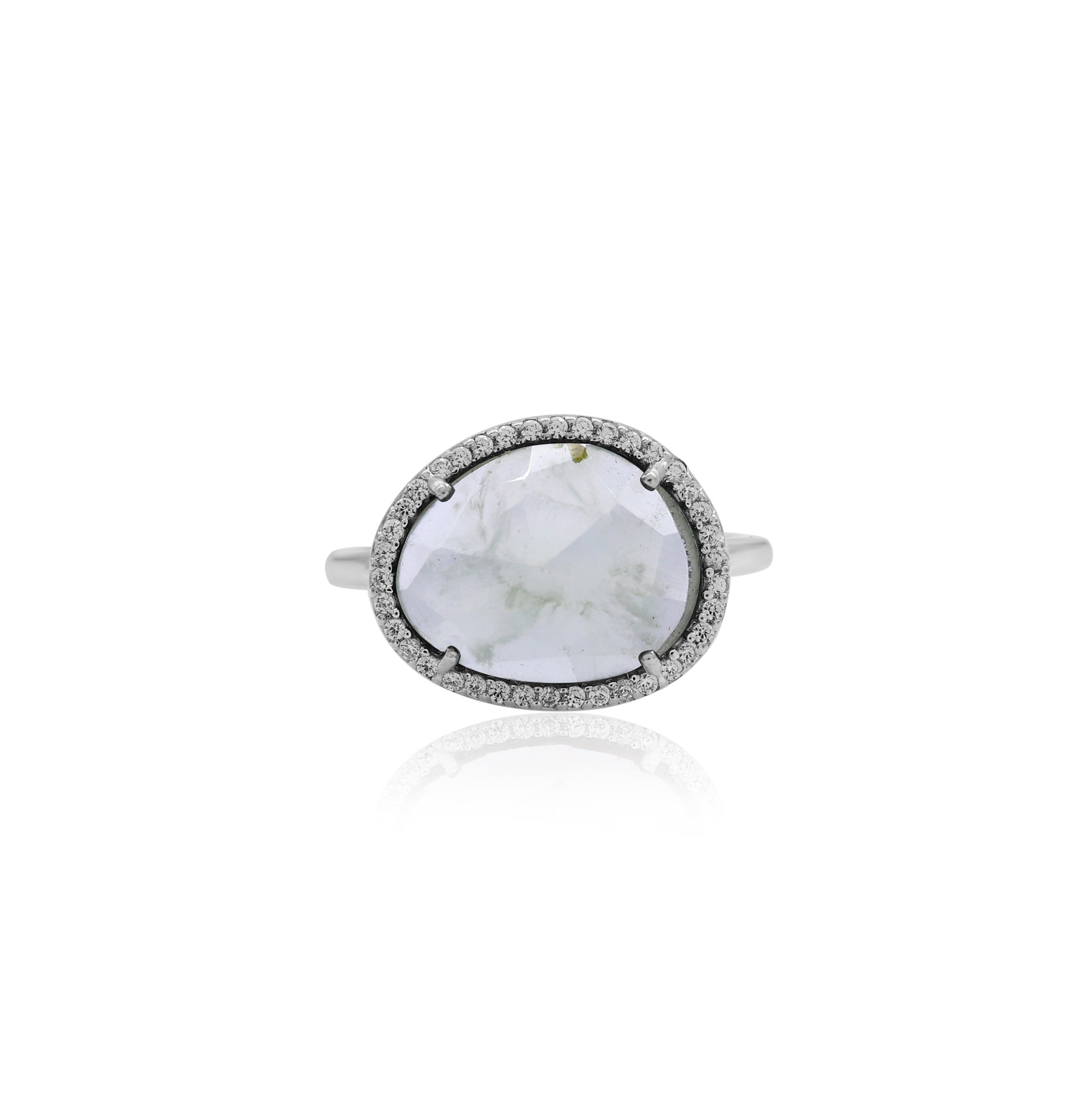 925 Sterling Silver Natural Prehnite Ring