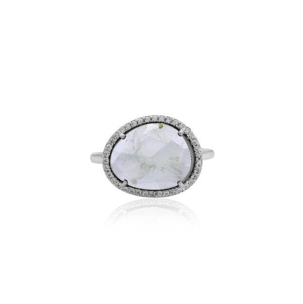 925 Sterling Silver Natural Prehnite Ring