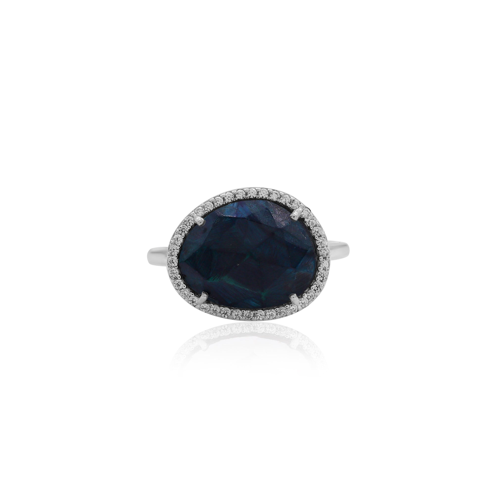 Blue Tiger Eye Gemstone Statement Ring