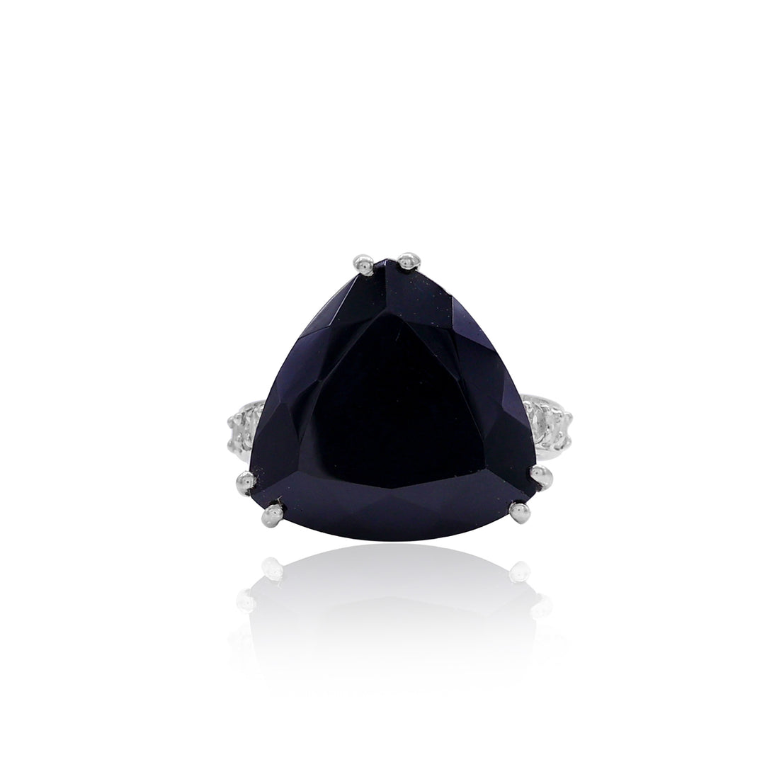 Black Spinel Triangle Stone Ring