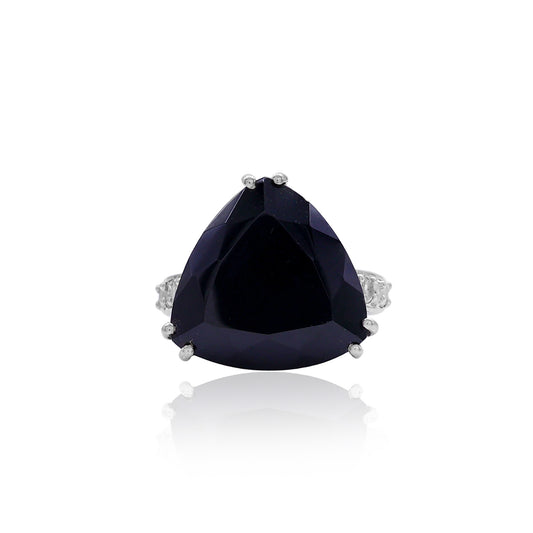 Black Spinel Triangle Stone Ring