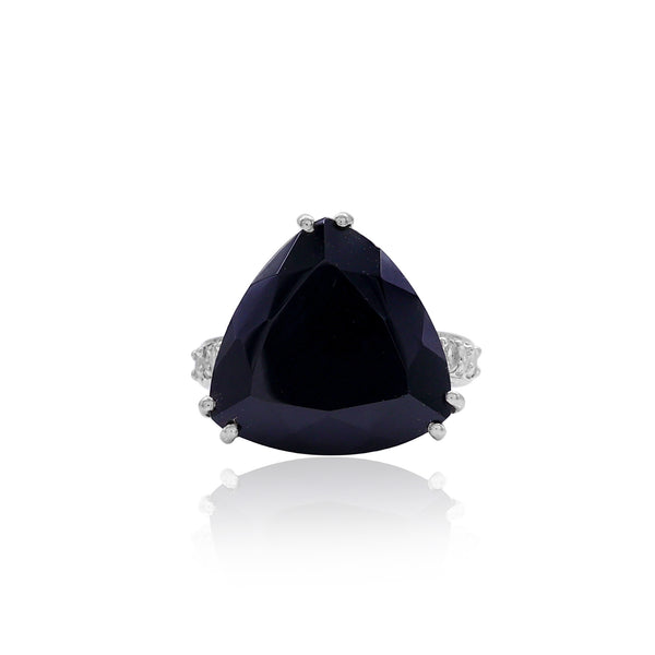 Black Spinel Triangle Stone Ring