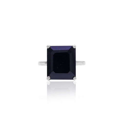 Black Spinel Octagon Ring