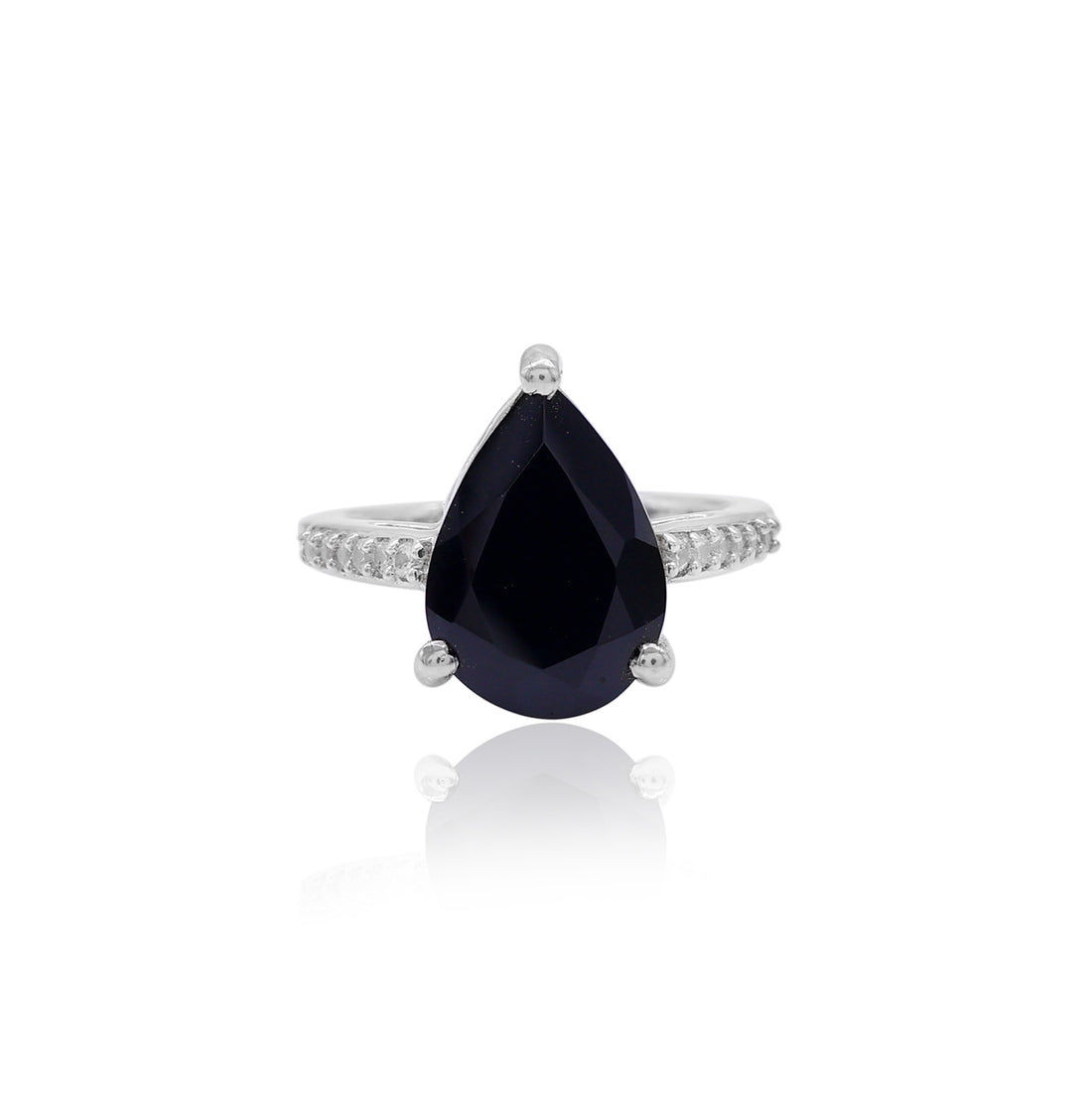 Black Spinel with Natural Zircon Ring