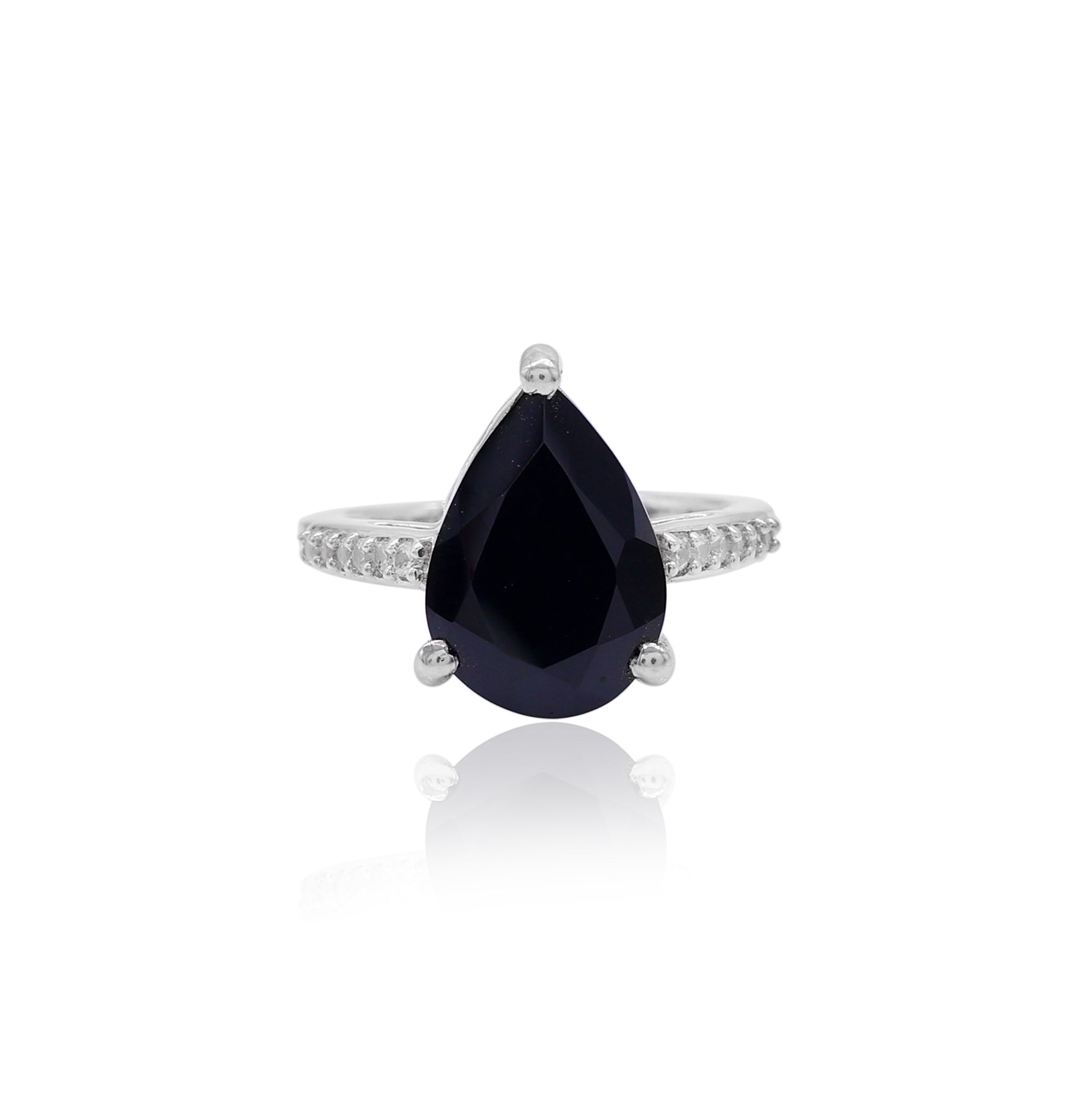 Black Spinel with Natural Zircon Ring