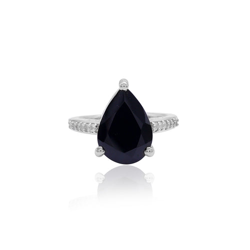 Black Spinel with Natural Zircon Ring