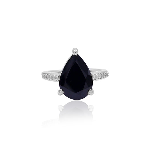Black Spinel with Natural Zircon Ring