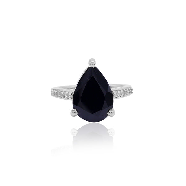 Black Spinel with Natural Zircon Ring
