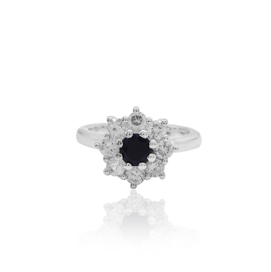 Natural Black Spinal Floral Ring