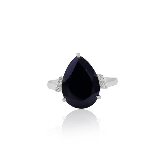 Black Spinel Pear Design Ring