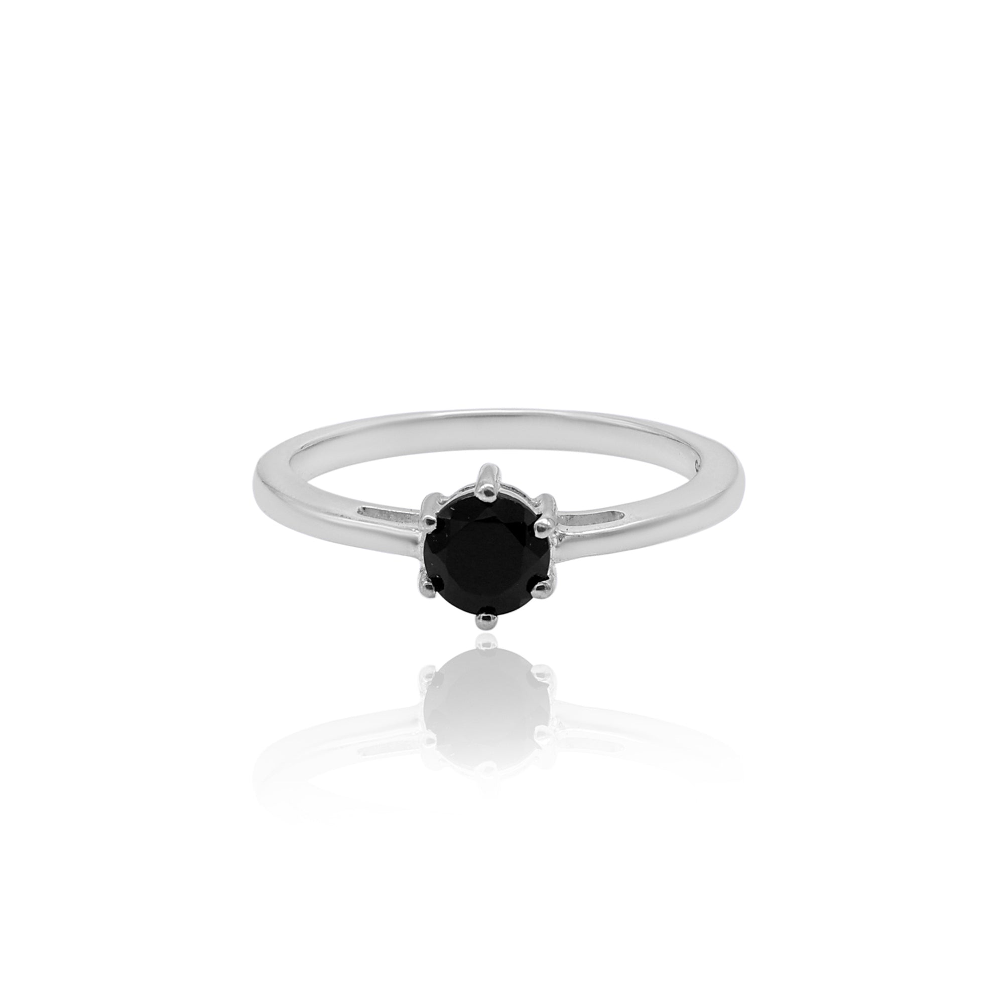 Black Spinel Round Stone Ring