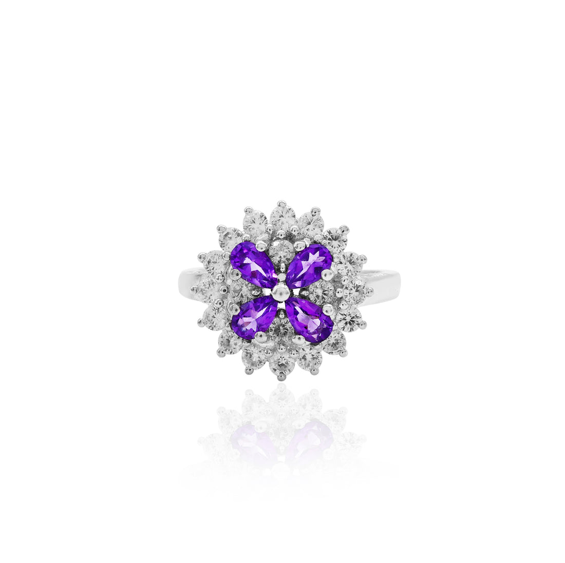 Elegance Amethyst Floral Ring