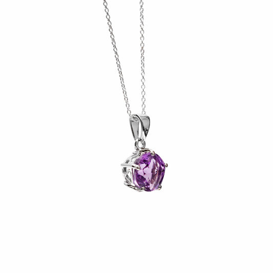 Natural Purple Amethyst Round Pendant