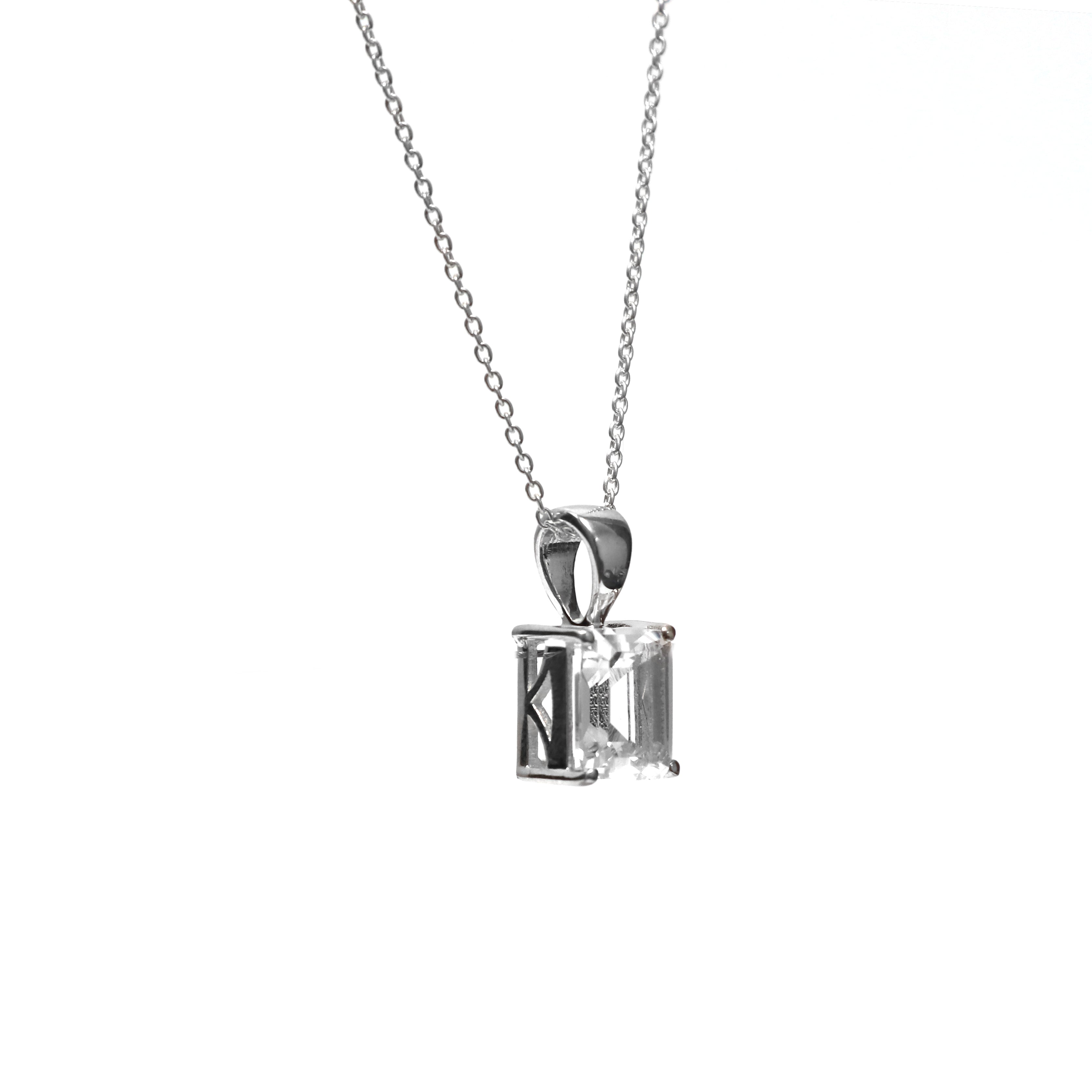Natural White Topaz Octagon Pendant