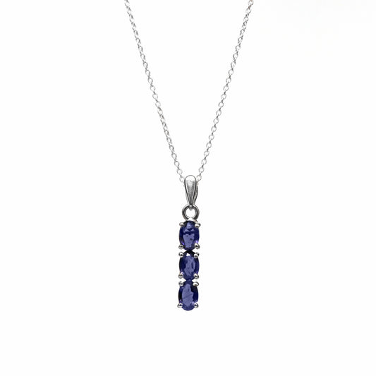 Natural Iolite Pendant With Chain